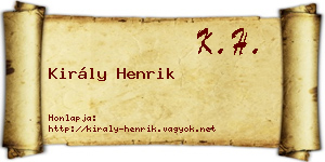 Király Henrik névjegykártya