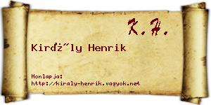 Király Henrik névjegykártya